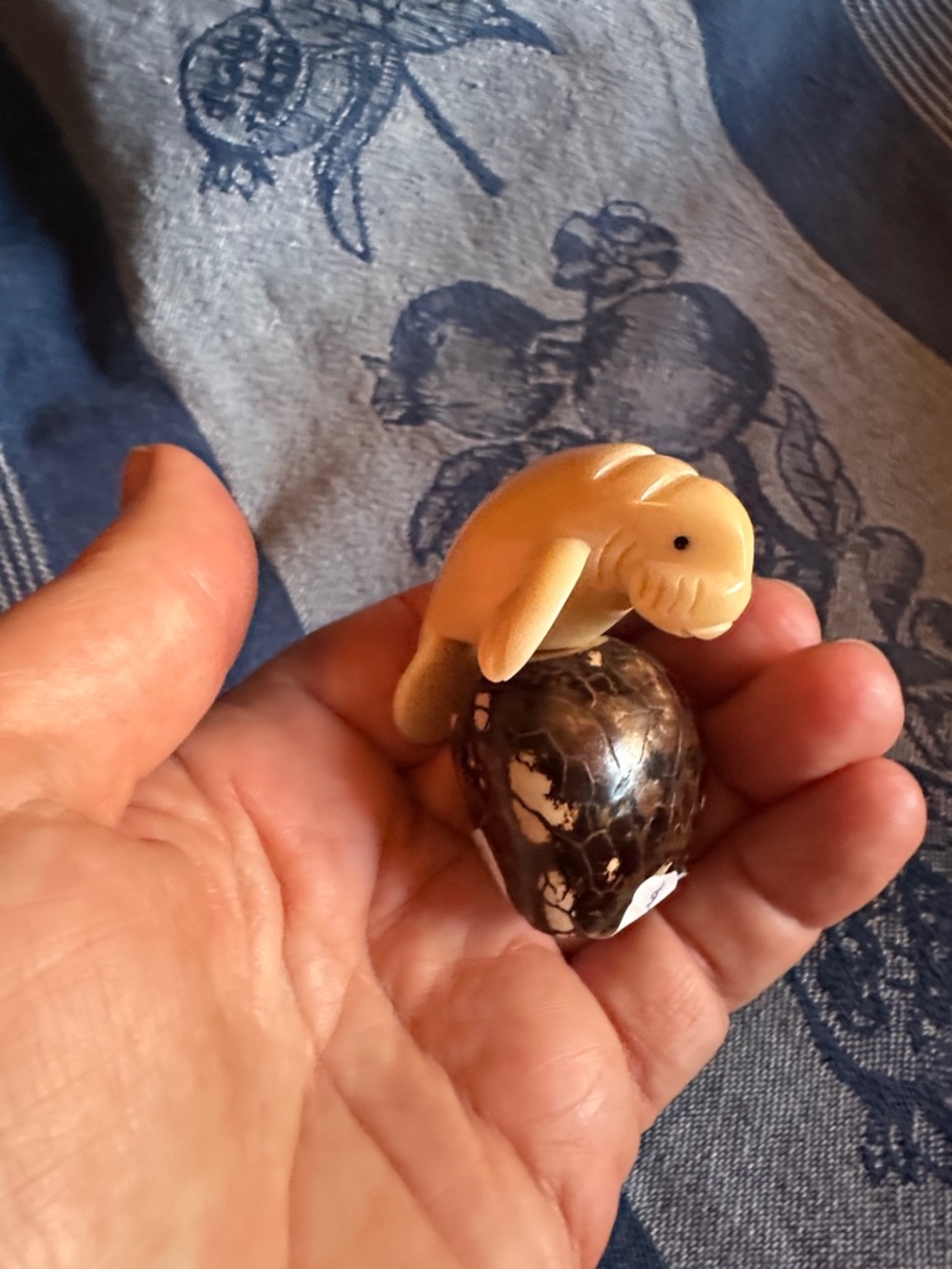 Handcrafted Natural Tagua Walrus Manatee figurine Small collectable  Ecuador.
